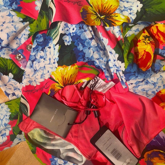 Hydrangea Print Long Sleeve Cady Midi Dress DOLCE&GABBANA - Picture 11 of 15